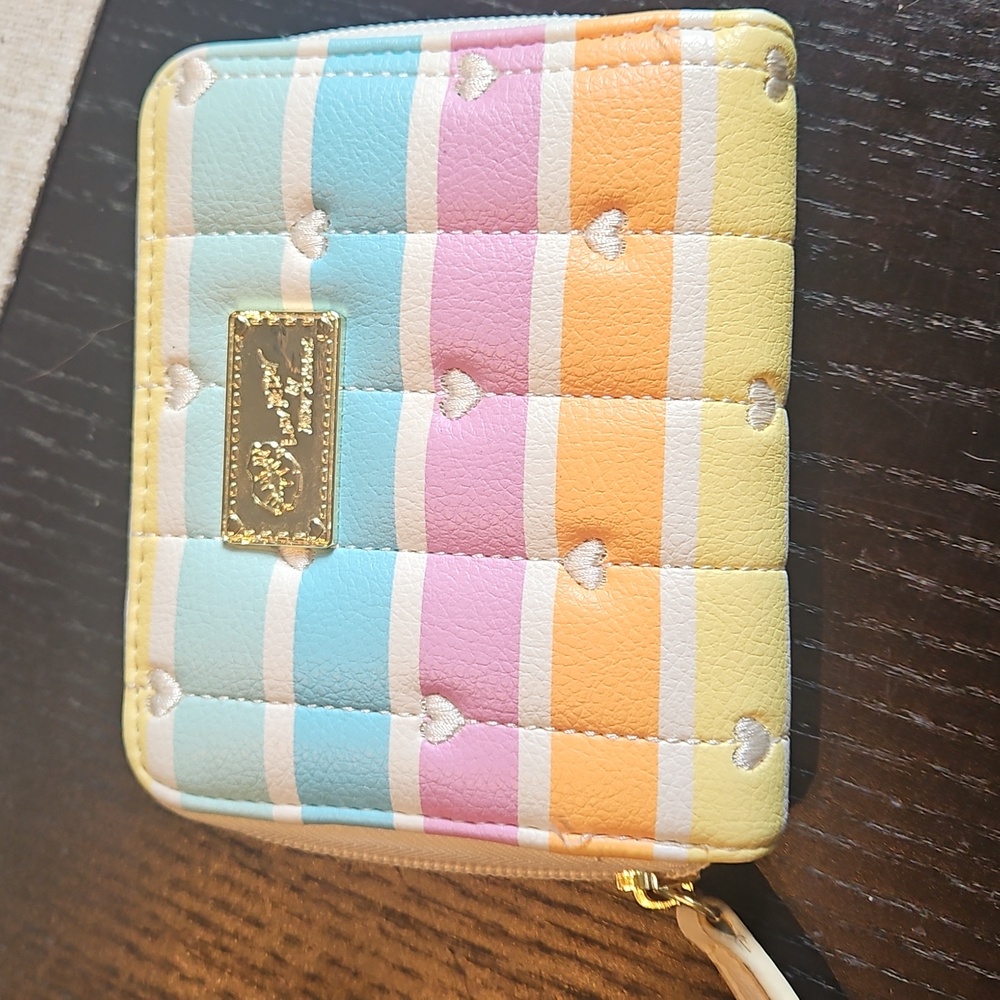 Luv Betsey By Betsey Johnson Multicolor Striped Wallet with Gold Plate